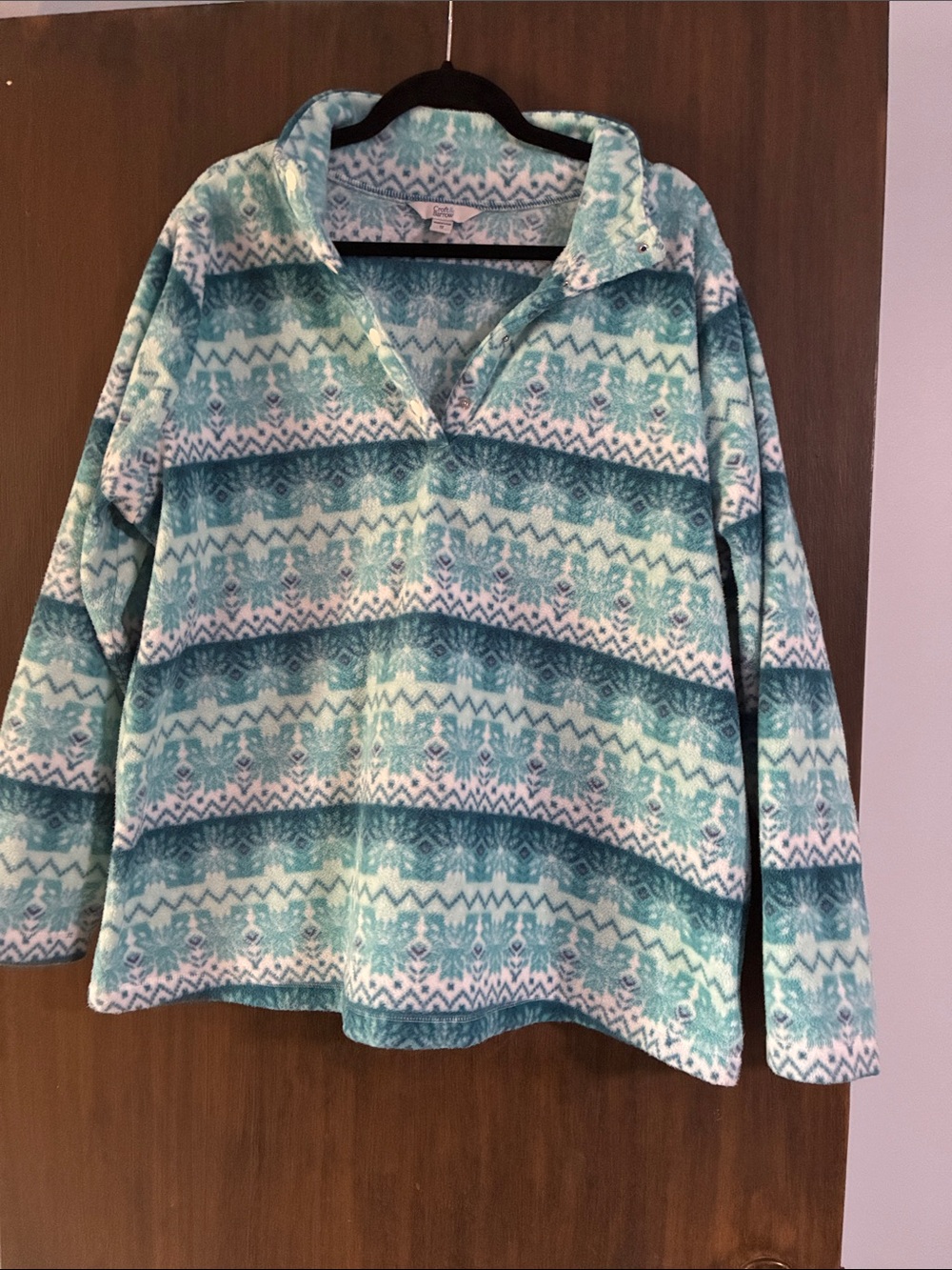 Croft and Barrow 1X fleece blue snow quarter neck sweatshirt